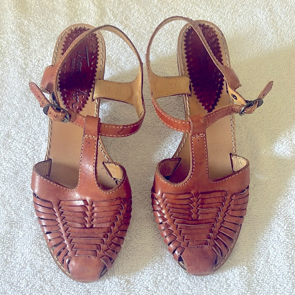 Vintage Leather T-Bar Sandals